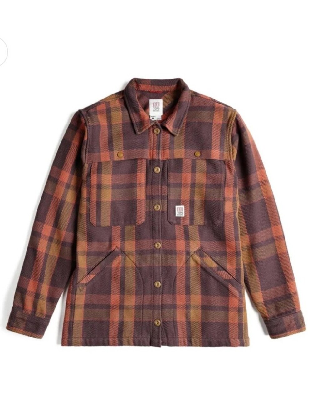 Topo Designs Mountain Shirt Jacket Women's Small Peppercorn Muli Plaid Cabincore